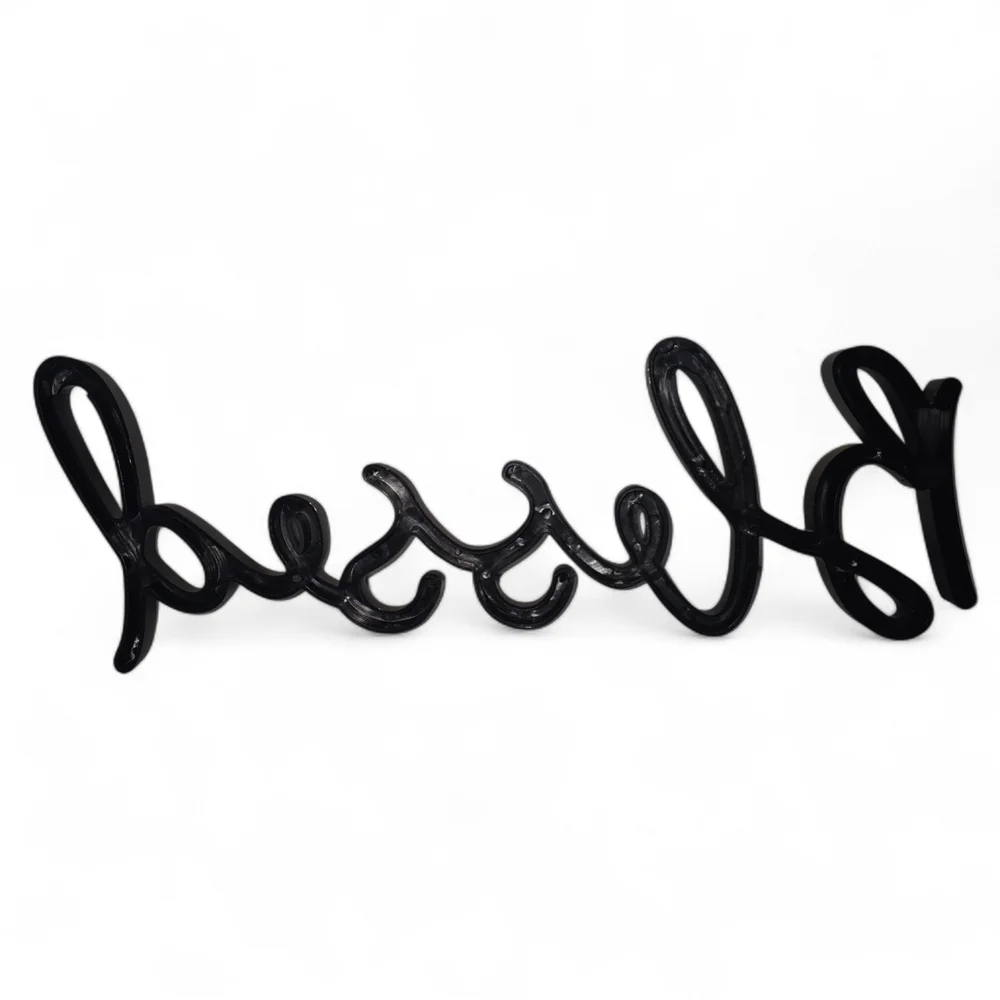 Blessed Black Script Wall Decor 16‎ Inch Farmhouse Sign